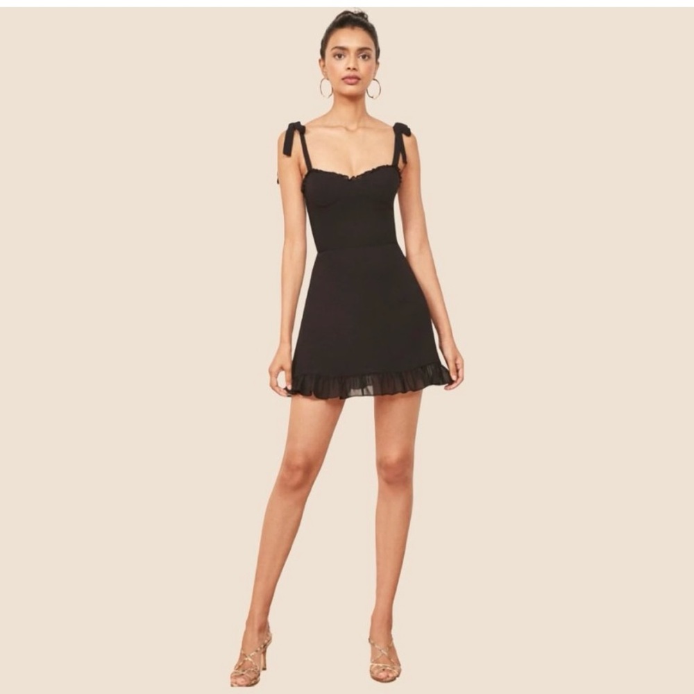 Reformation Black Mini Dress - Picture 2 of 11
